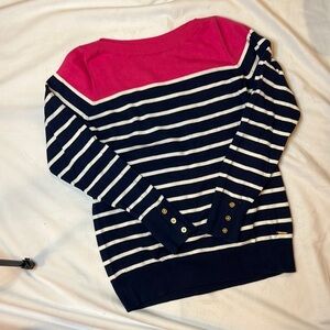 Nautica women’s spring sweater with gold buttons